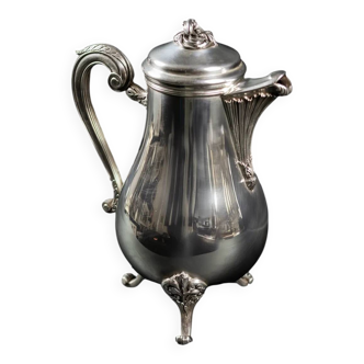 Silver-plated metal teapot by Christofle, Marly model, Rococo ornaments