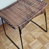 Raoul Guys stool for Airborne in wicker and lacquered steel 50s