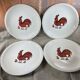 Set of 4 flat plates with red rooster hen decor
