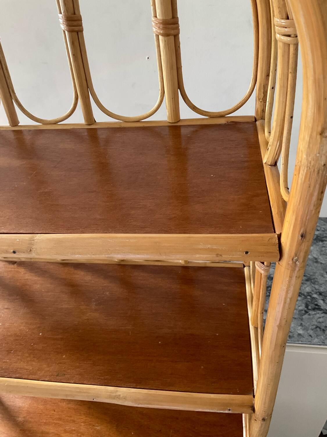 1960s-70s rattan shelf