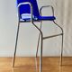Vintage high chair for children in chrome metal and blue plastic