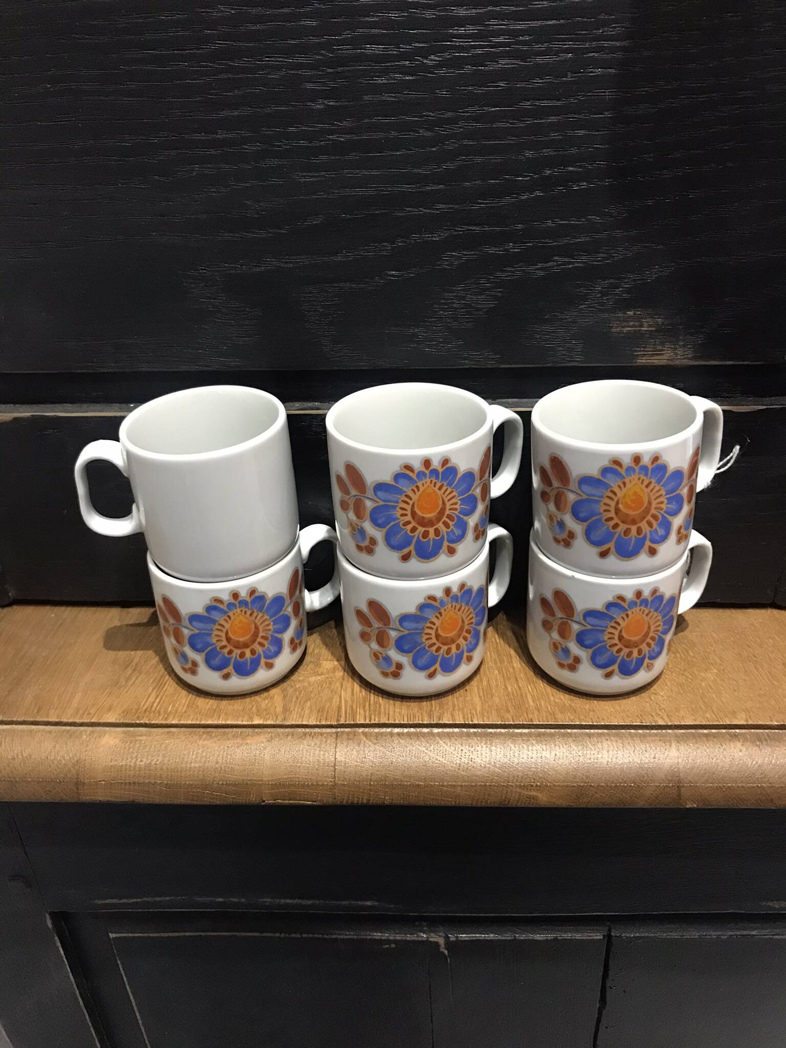 6 vintage coffee cups from the 70s, Monopoli porcelain