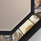 Brass and horn octagonal mirror with horn by Anthony Redmile, UK ca. 1980