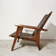 Fauteuil reconstruction en chêne et cuir, 1950