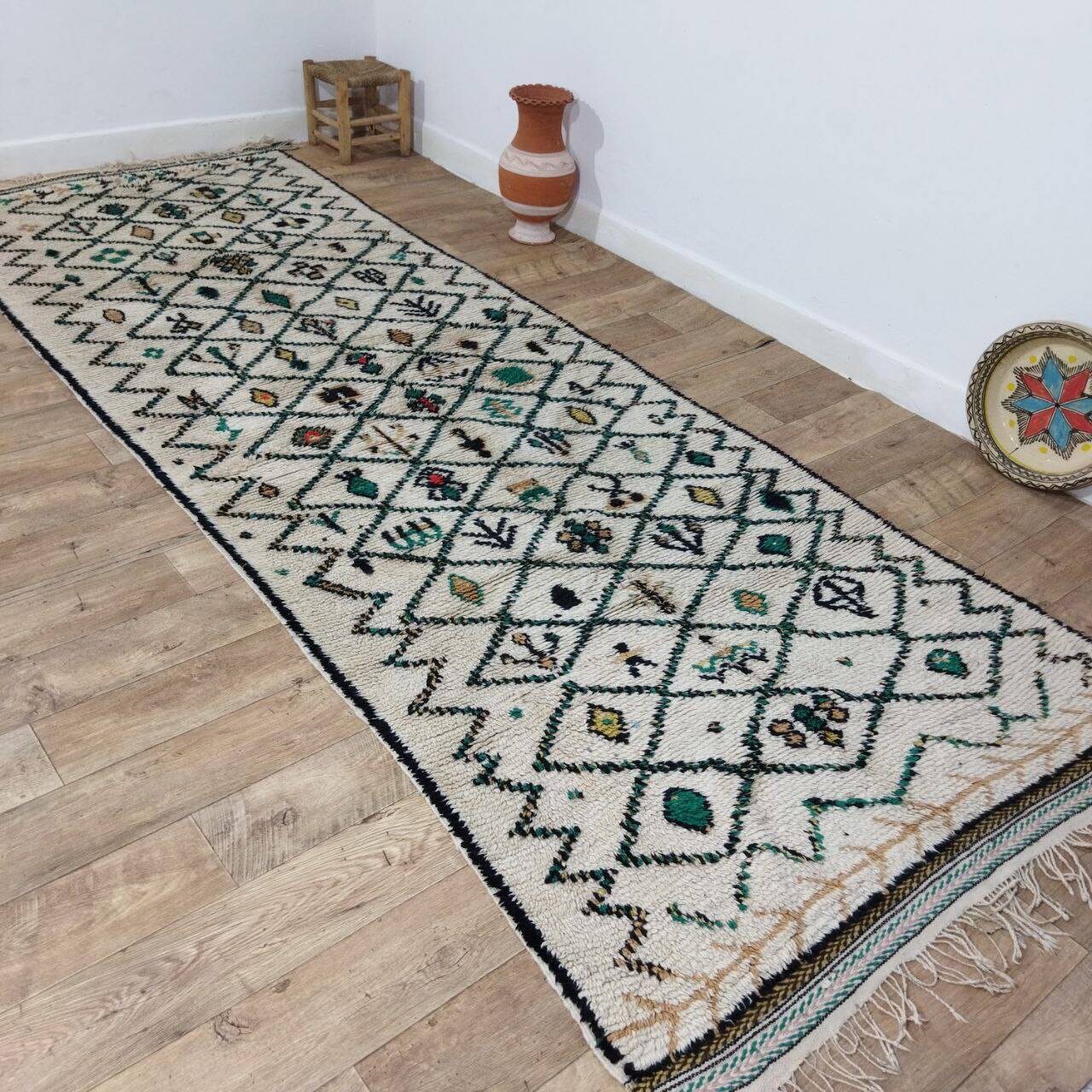 Vintage Berber abstract rug 375 X 132 CM