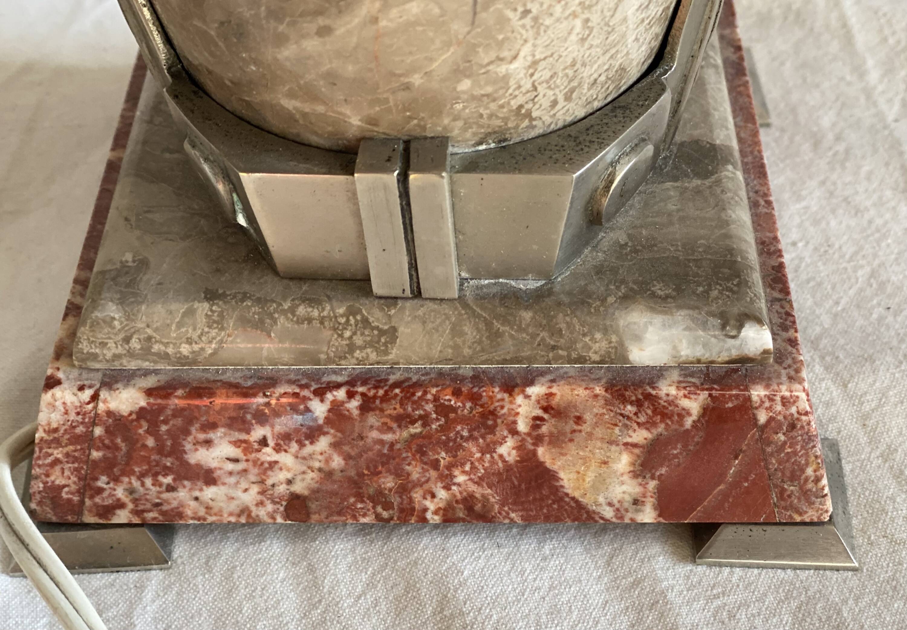 Art Deco marble and glass lamp, 1920s-30s