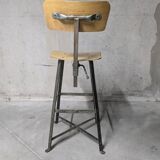 Chaise haute d'atelier Bienaise, chaise industrielle vintage