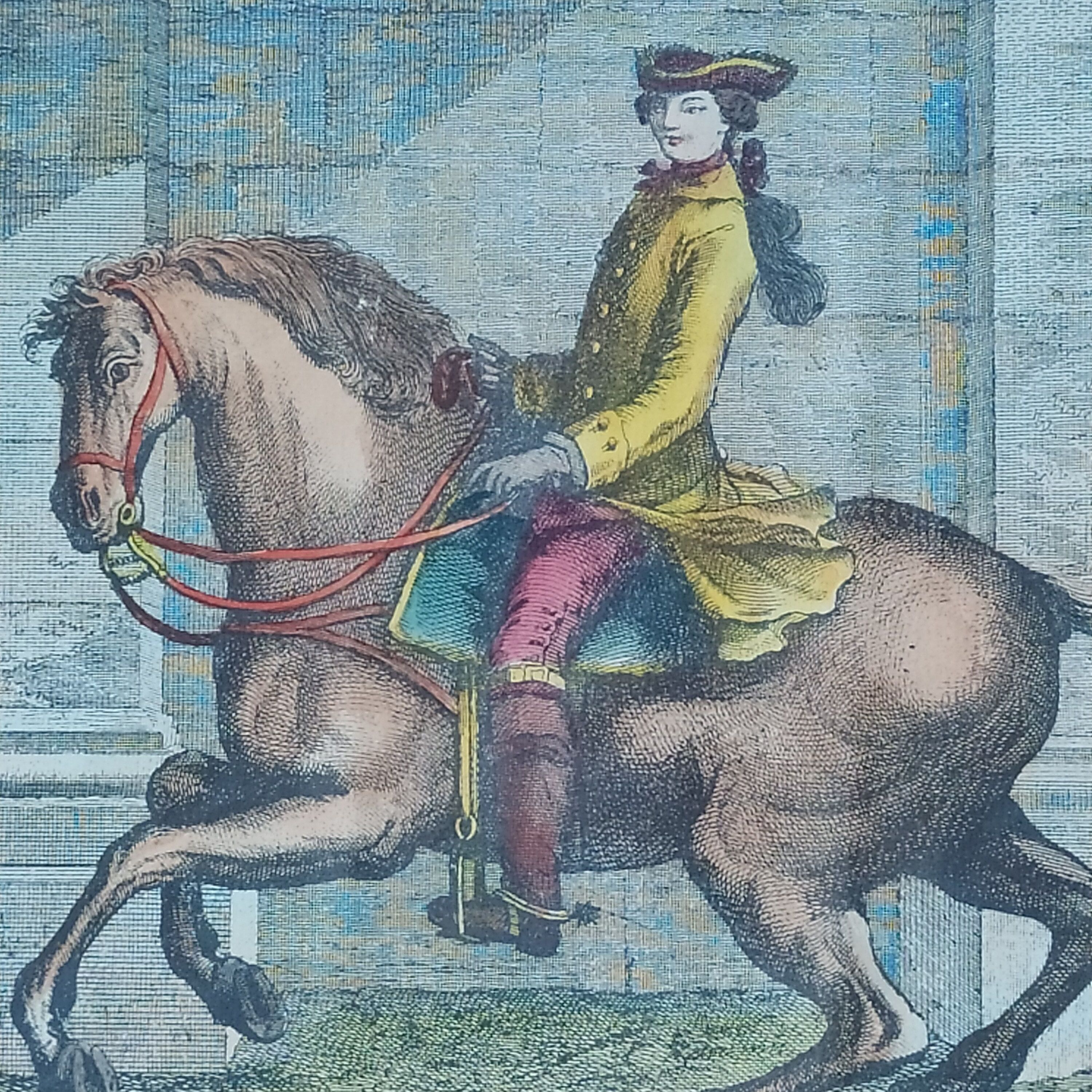 Antique equestrian engraving