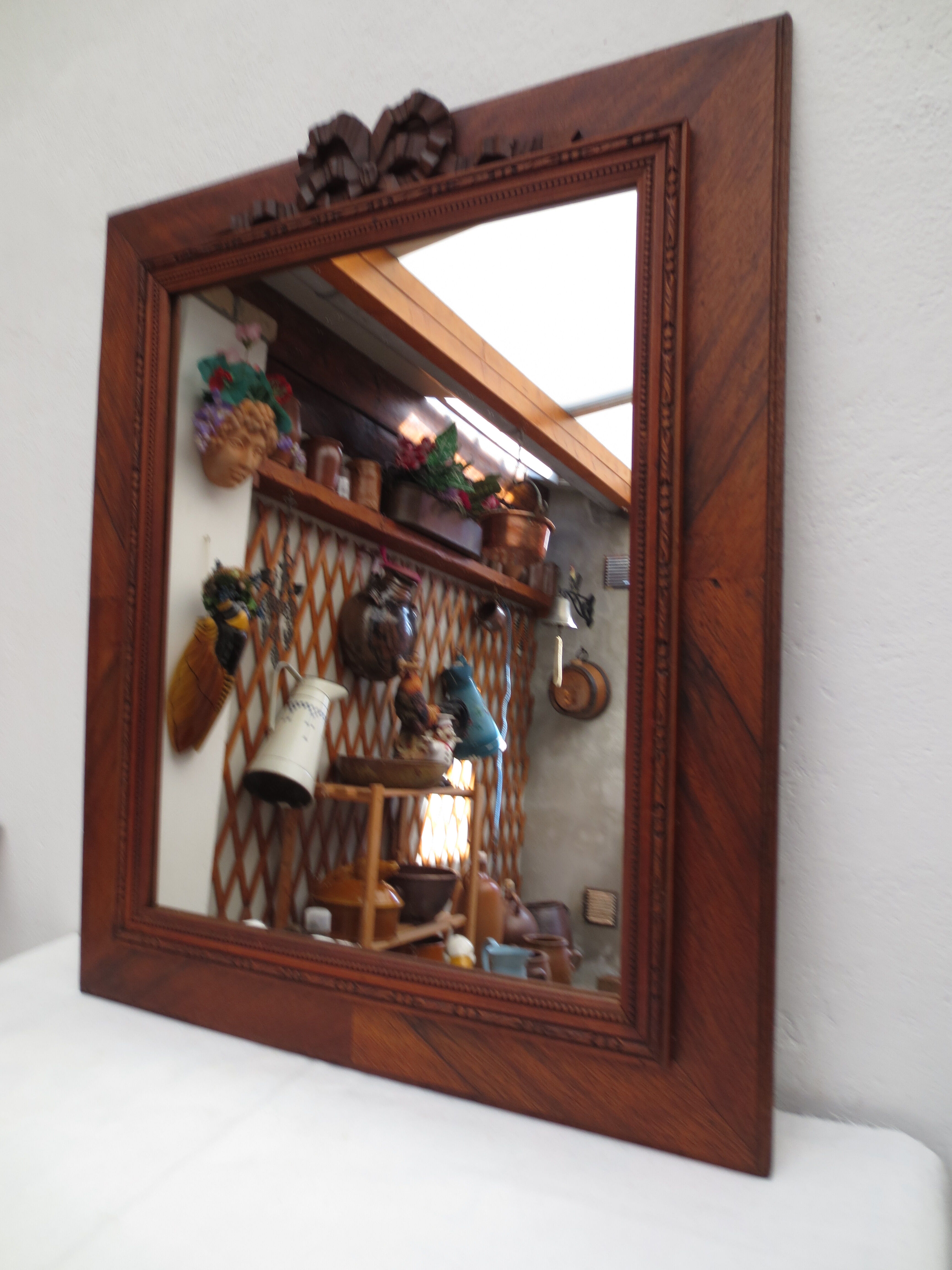 Rectangular antique mirror, wooden frame 37x55cm