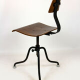 Industrial steel and wood swivel chair from Tomáš Baťa, 1940s