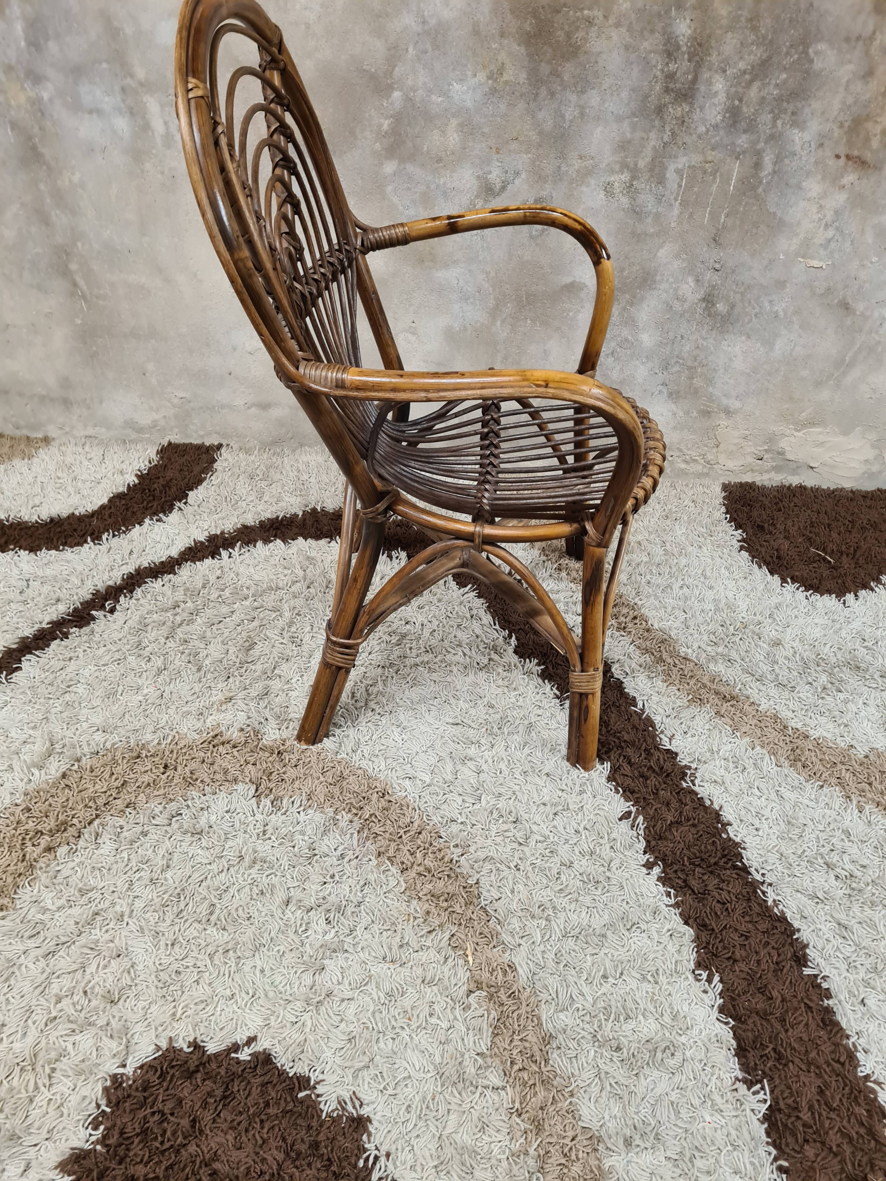 Vintage bamboo rattan armchair