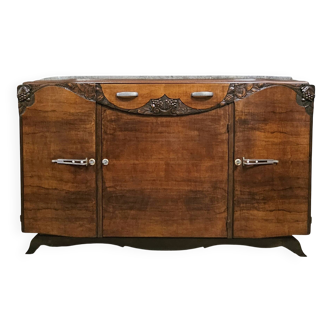 Sideboard in a row, Art Deco period, in mahogany.