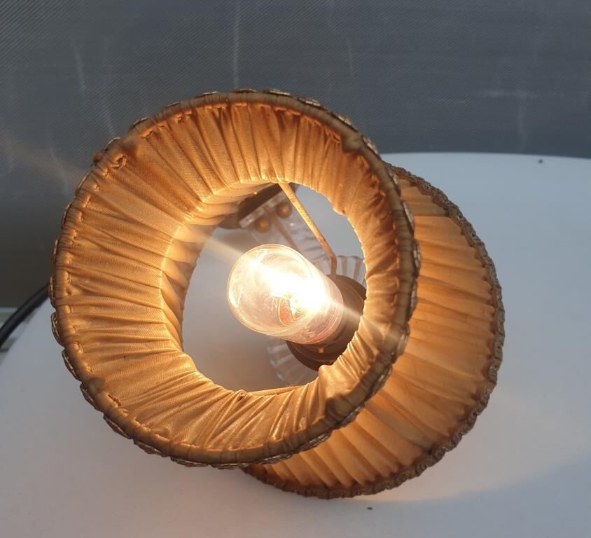 Pair of vintage wall lamps plexi lampshade pleated gold