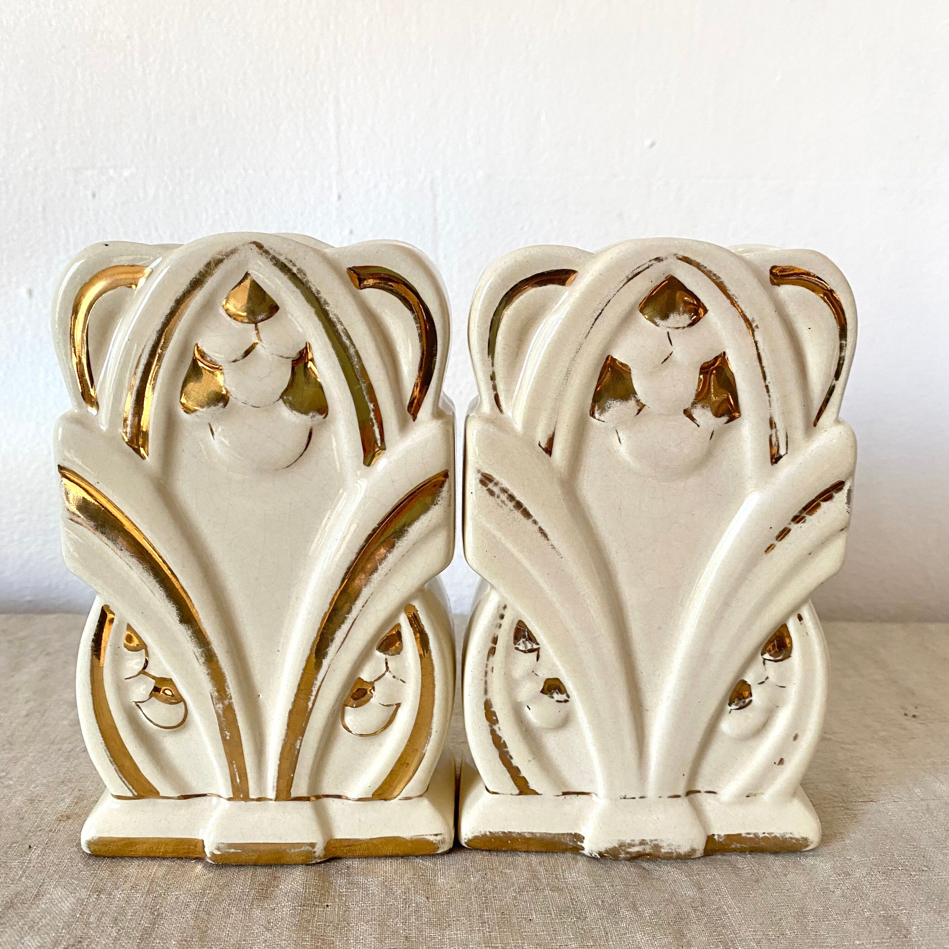 Pair of art deco fireplace vases