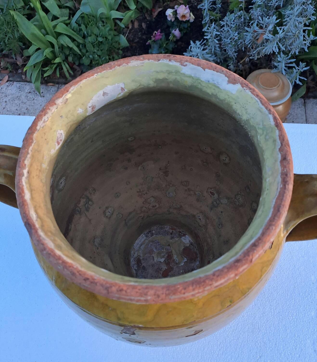 Yellow glazed grease pot 19th century South-West