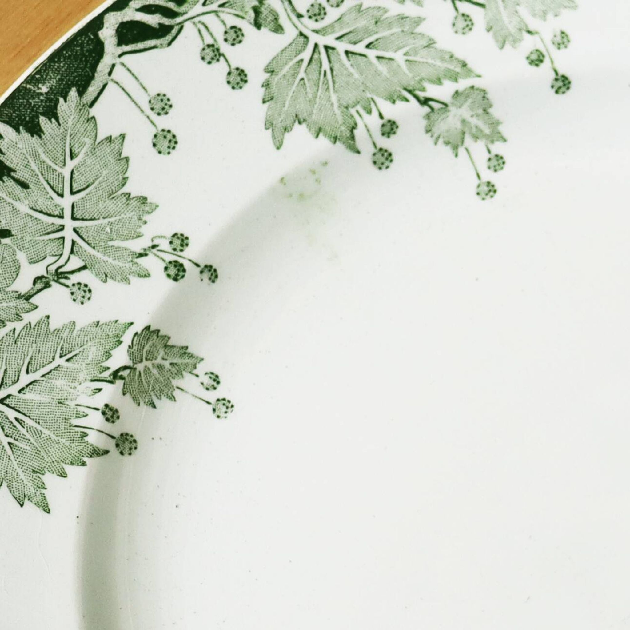 Assiette plate vintage motif feuilles de vigne