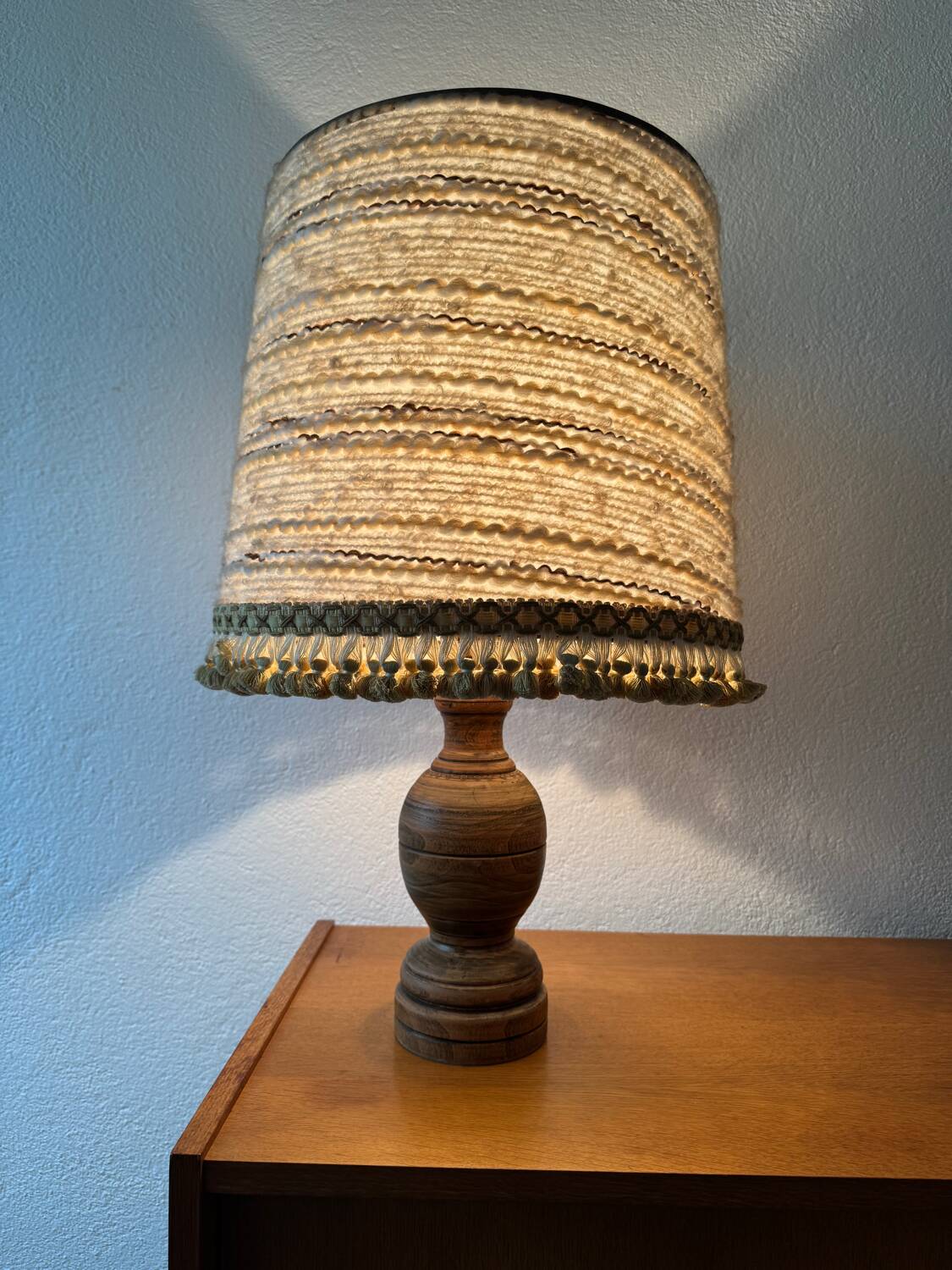 Turned wood lamp from the 60s