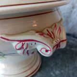 Soupiere with floral decoration painted by hand sarreguemines signed