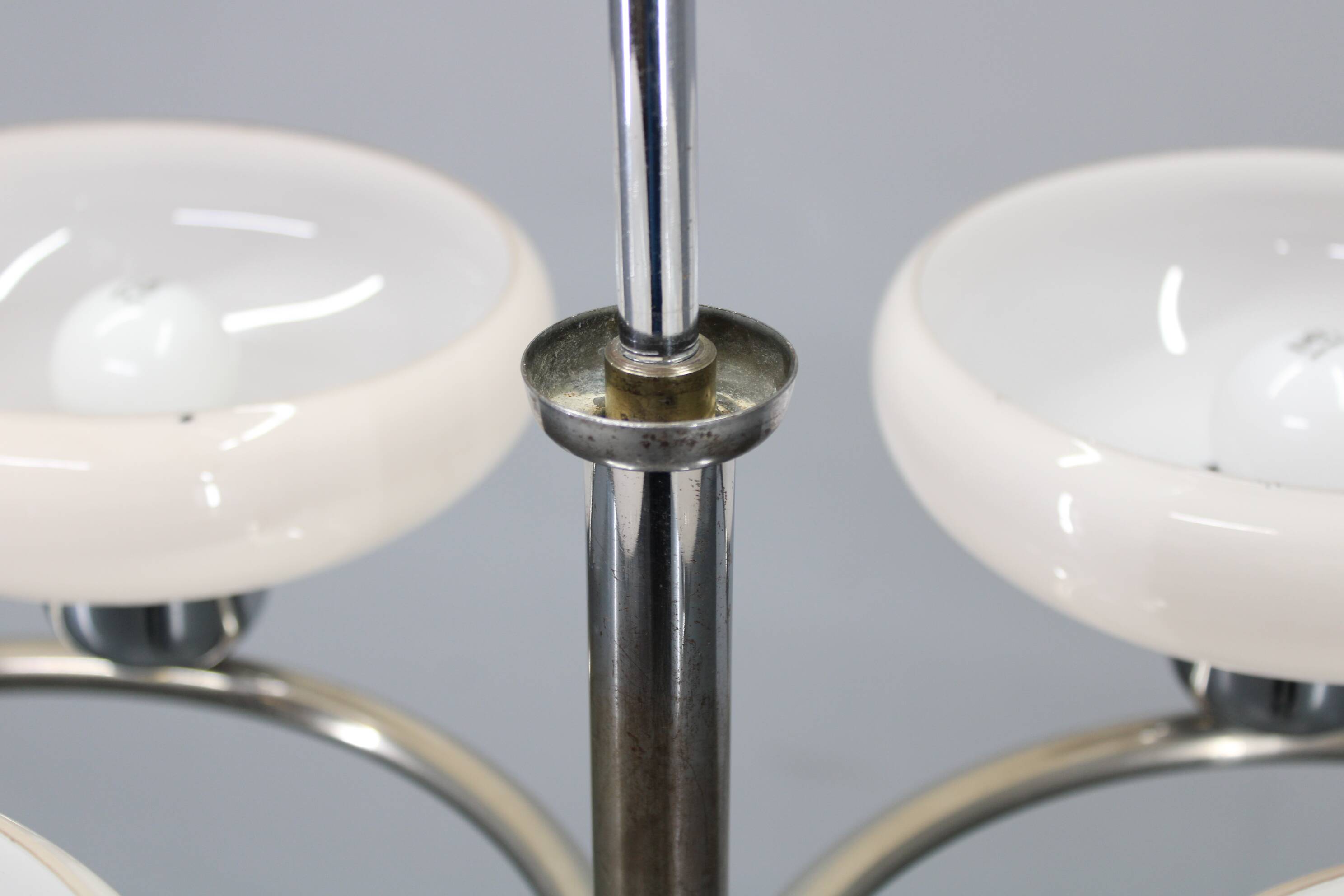 1950s Chrome and Glass Chandelier by Drukov, Czechoslovakia