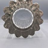 Large vintage clear glass fluted vase with wavy rim 26 cm