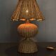 Midcentury rattan wicker mushroom table lamp, 1950s