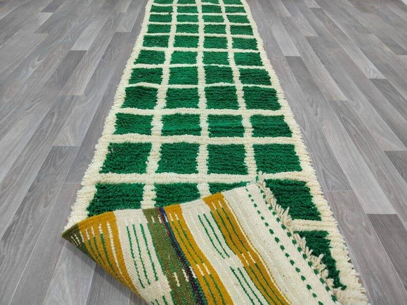 Handmade wool hallway rug size 75 x 300 cm