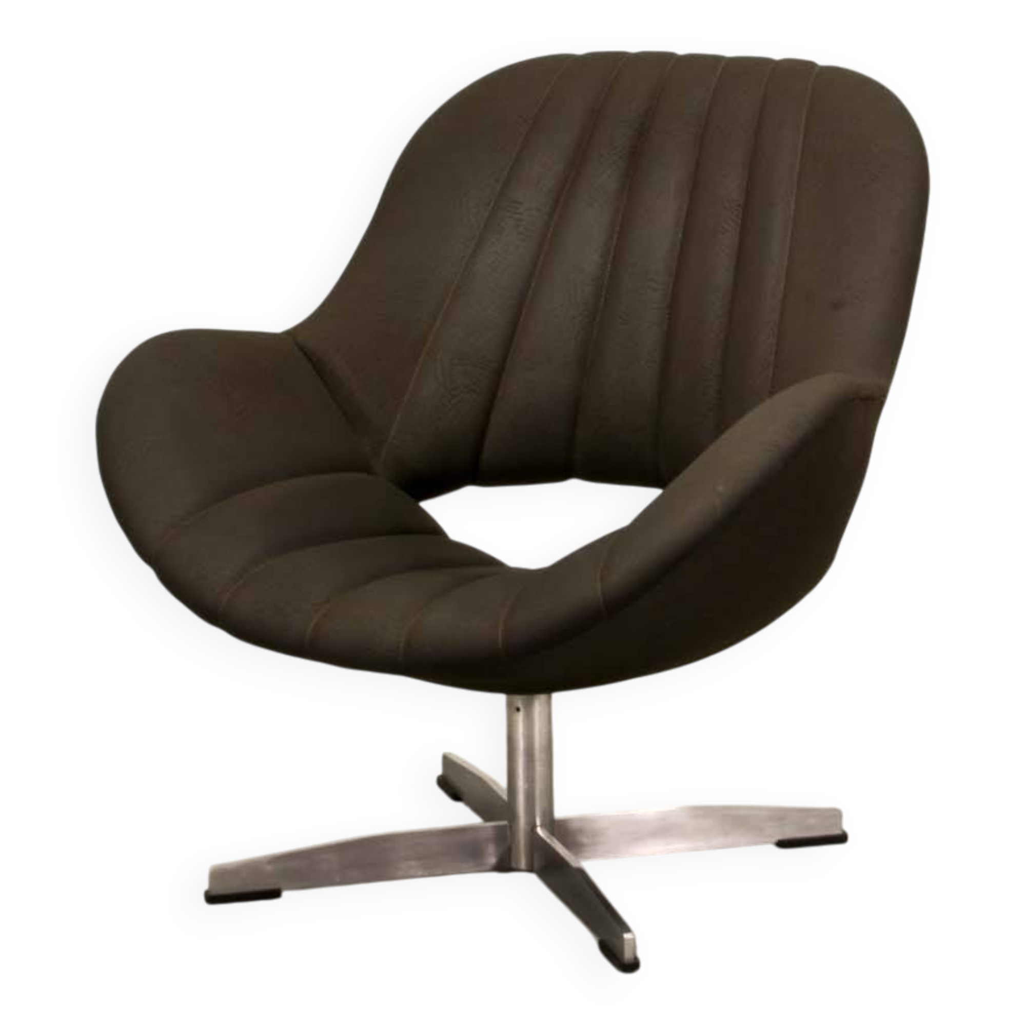 Rohé Chocolate Brown Leatherette Vintage Design Lounge Chair, 1960s