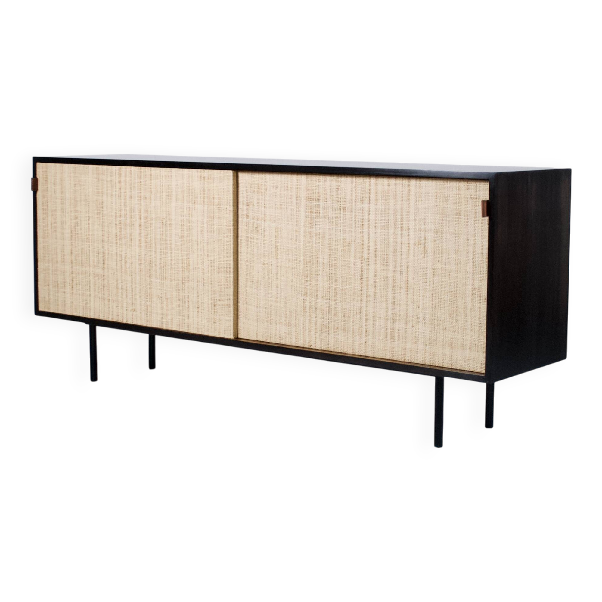 ENFILADE FLORENCE KNOLL MODEL 116 WOOD LEATHER AND RATTAN 1960
