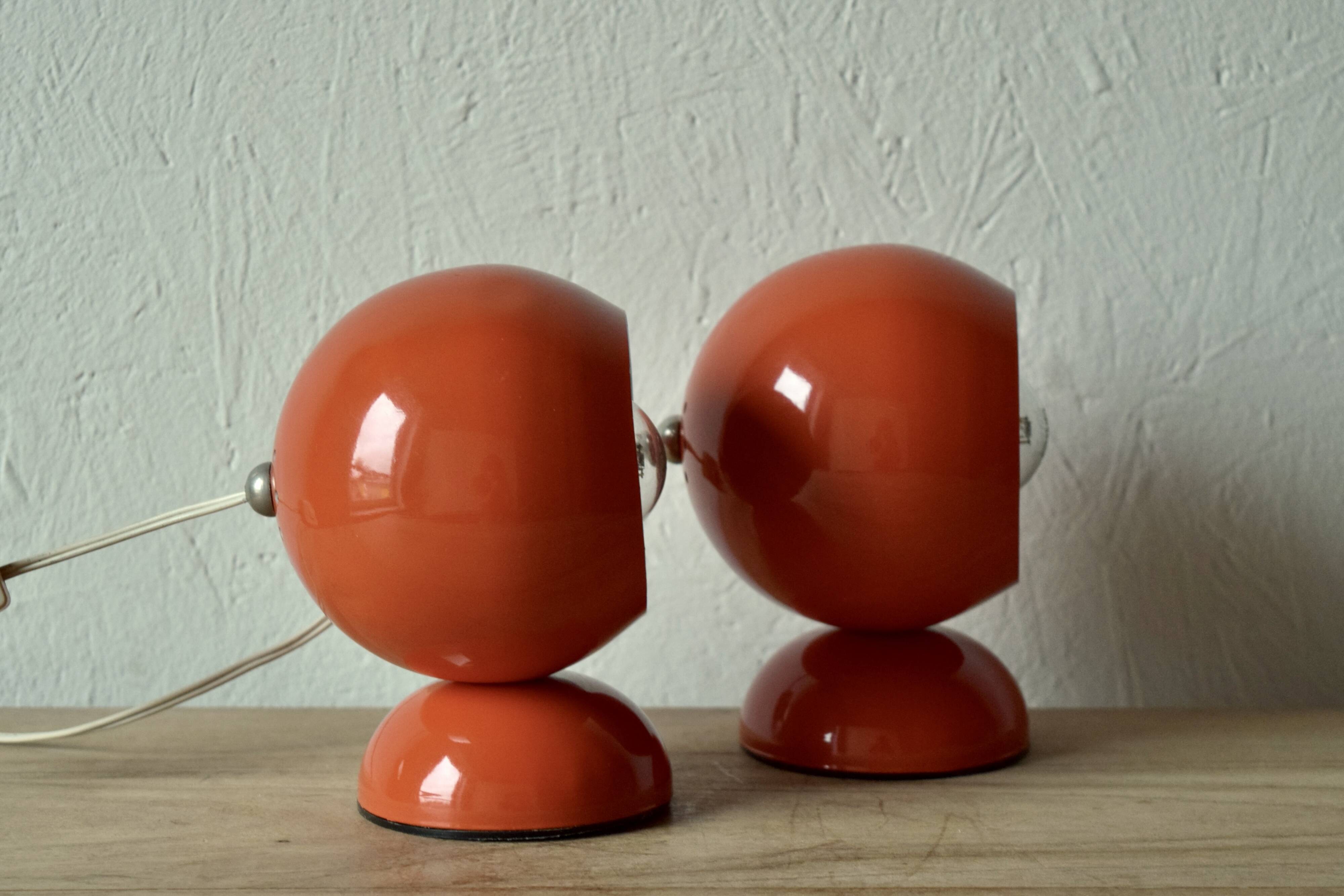 Pair of vintage falca lamps - ball lamps - space age design - made in italy