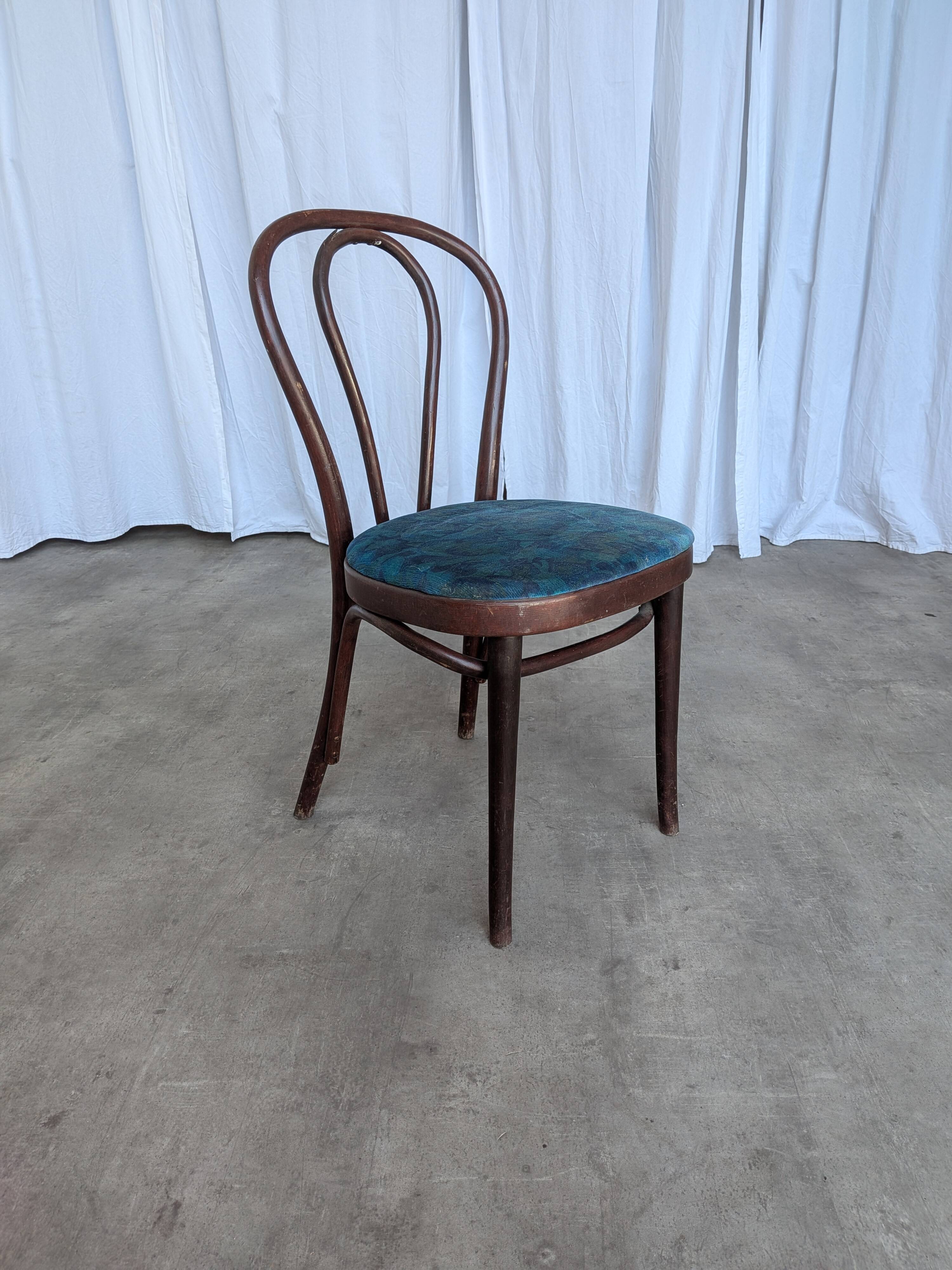 Vintage Bentwood Chair with Upholstered Seat / Thonet Style Dining Chair /