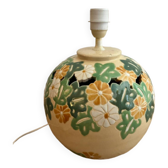 Lampe céramique fleurs beige