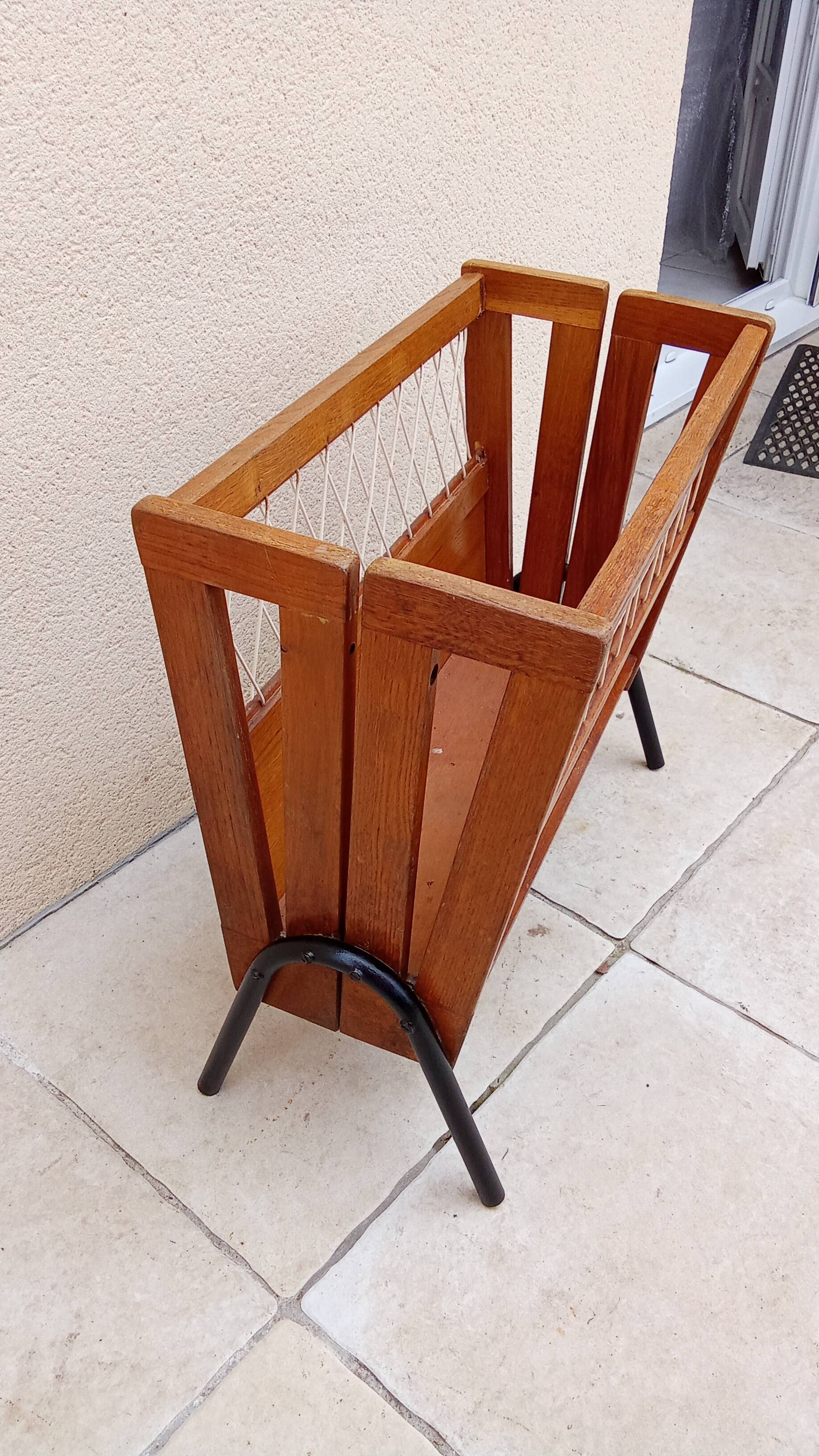 Coffre a jouets bois scoubidou vintage