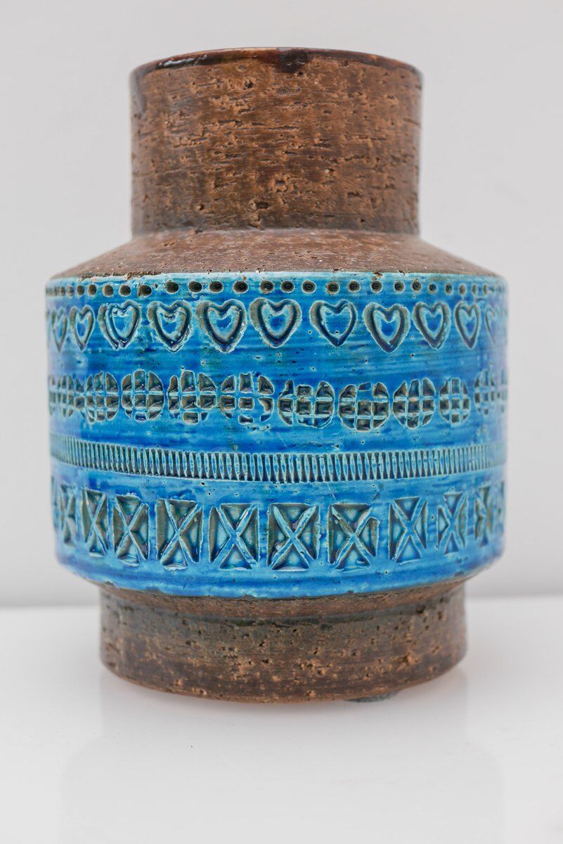 Vintage Rimini Blue Ceramic Vase by Aldo Londi for Bitossi, Italy, 1960s