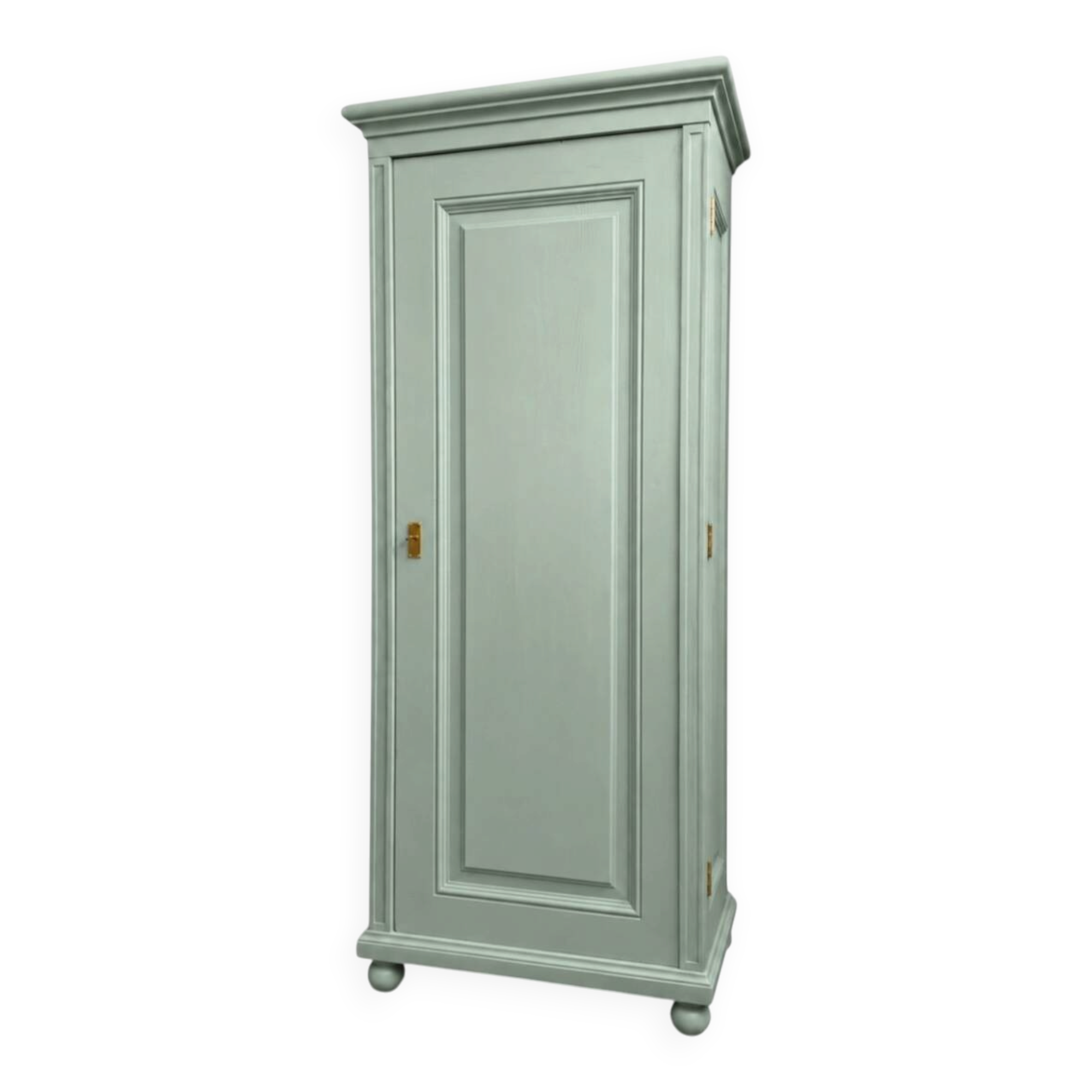Parisian bonnetière, solid pine, Art Deco, renovated, grey-green.