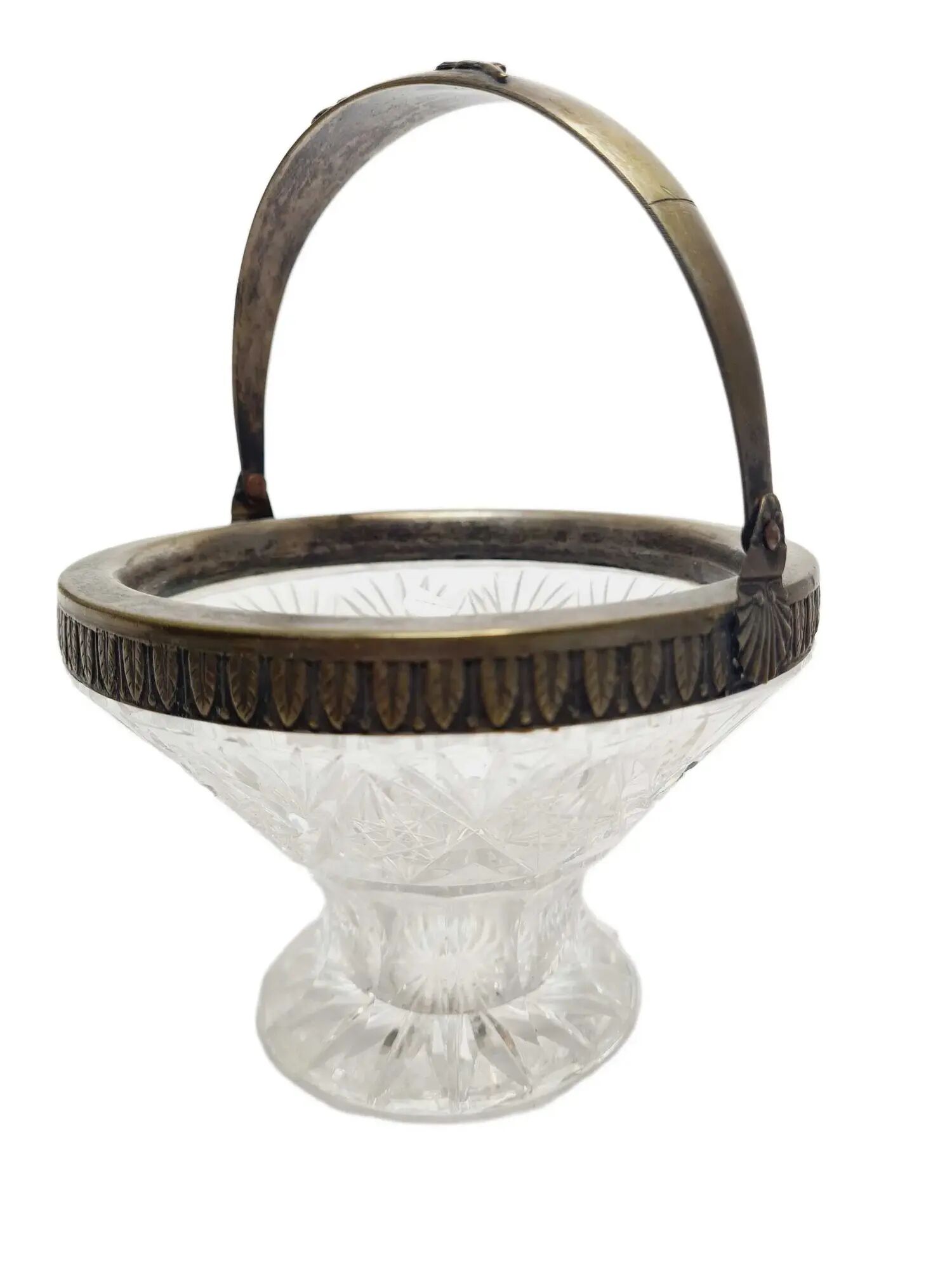 ARS Crystal platter ART DECO with brass fittings