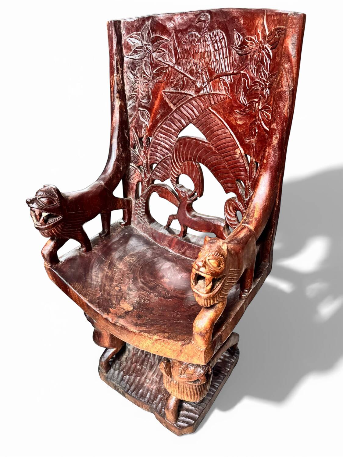 Pair of carved African armchairs