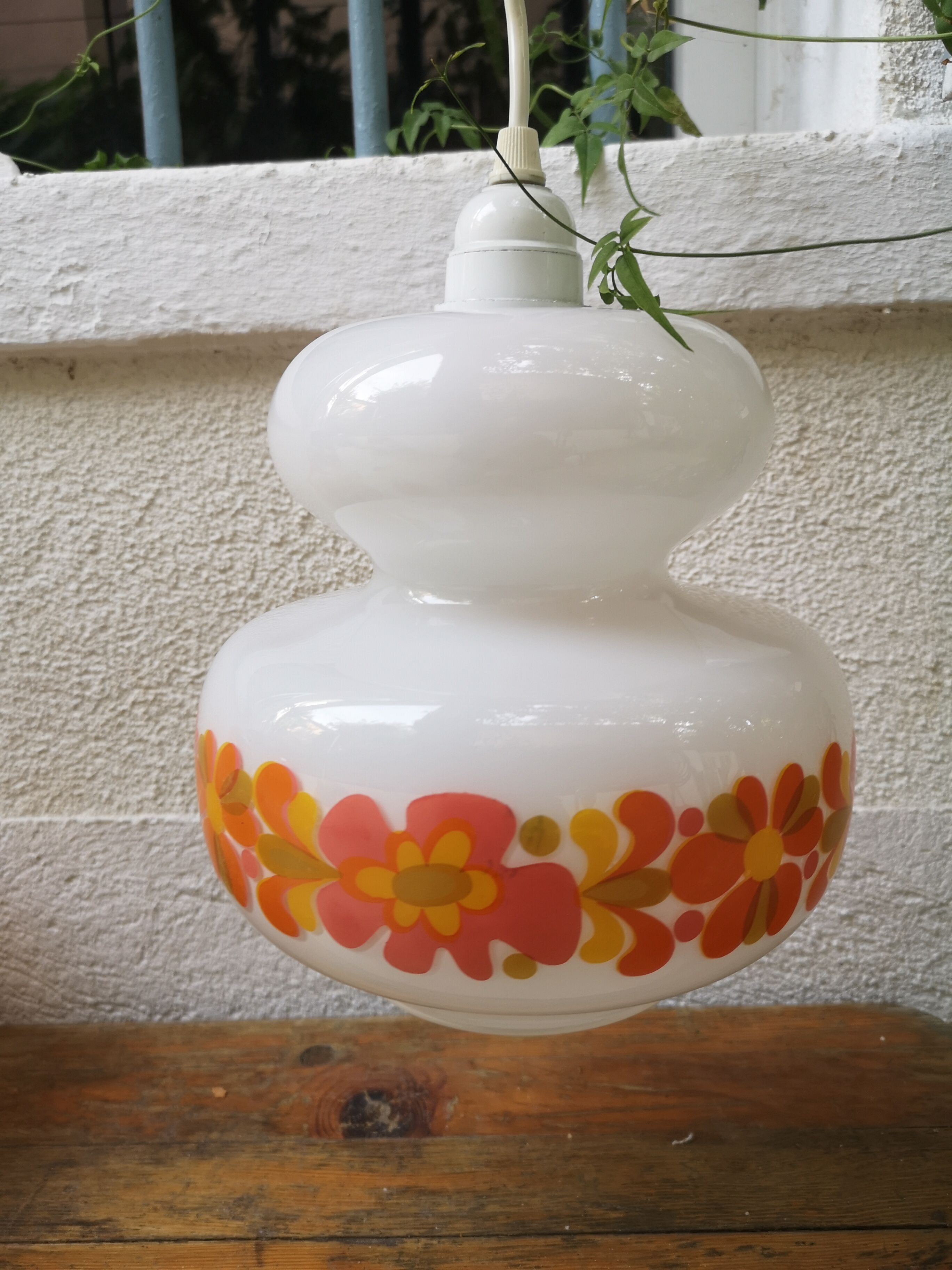 White Opaline with flowers