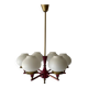 6 pendant lamps in glass and burgundy brass by Hans-Agne Jakobsson, 1960s, Sweden