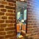 Irregular mirror with side teak frame, Denmark 1960