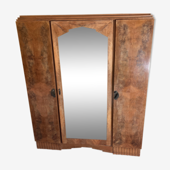 3-door Art Deco wardrobe with mirror