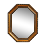 Octagonal gold wall mirror, molded frame