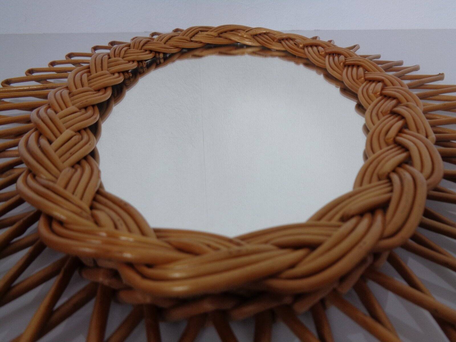 Italian rattan mirror, 1960s
