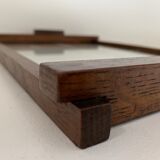 Plateau ancien en verre et bois