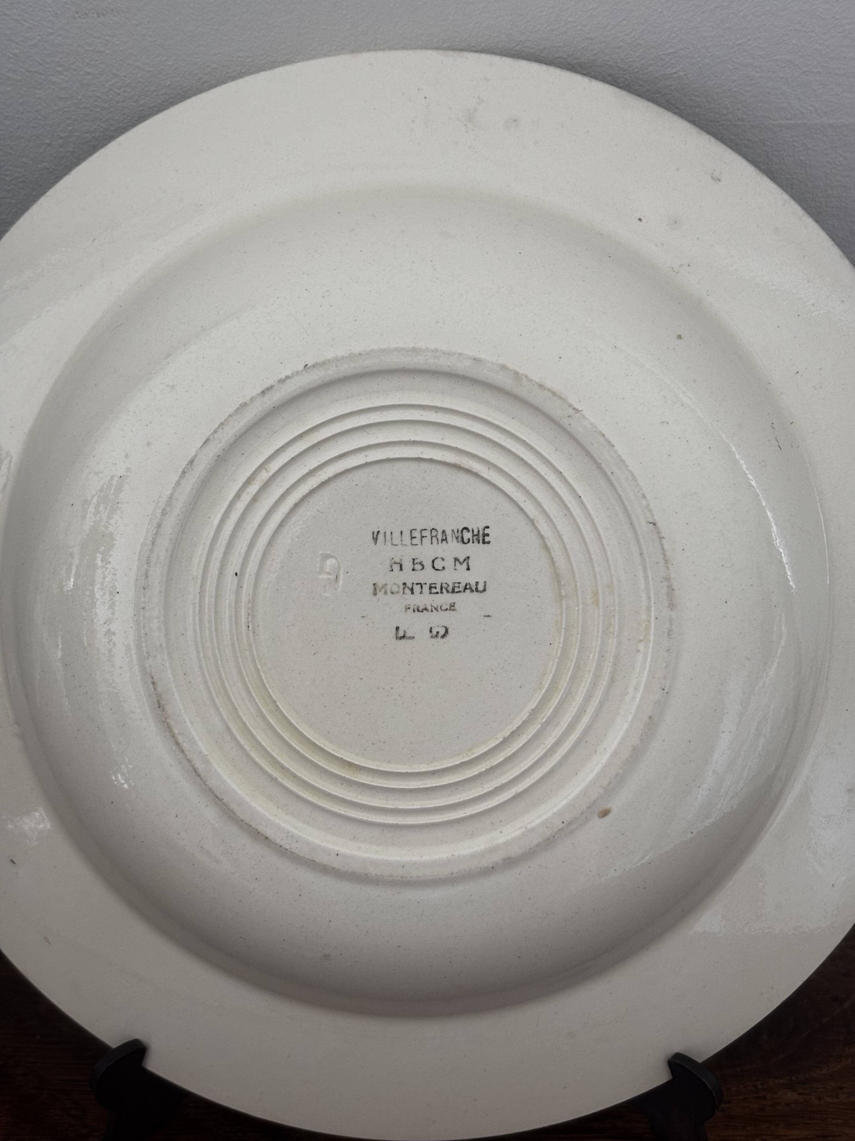 Set of two antique deep plates HBCM Montereau Villefranche.