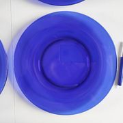 6 blue glass dishes