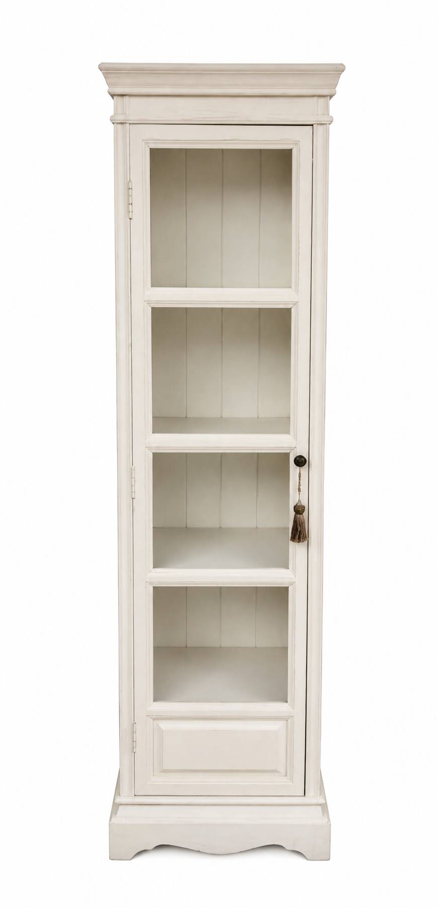 Vitrine étroite patinée blanche – esprit maison de campagne chic