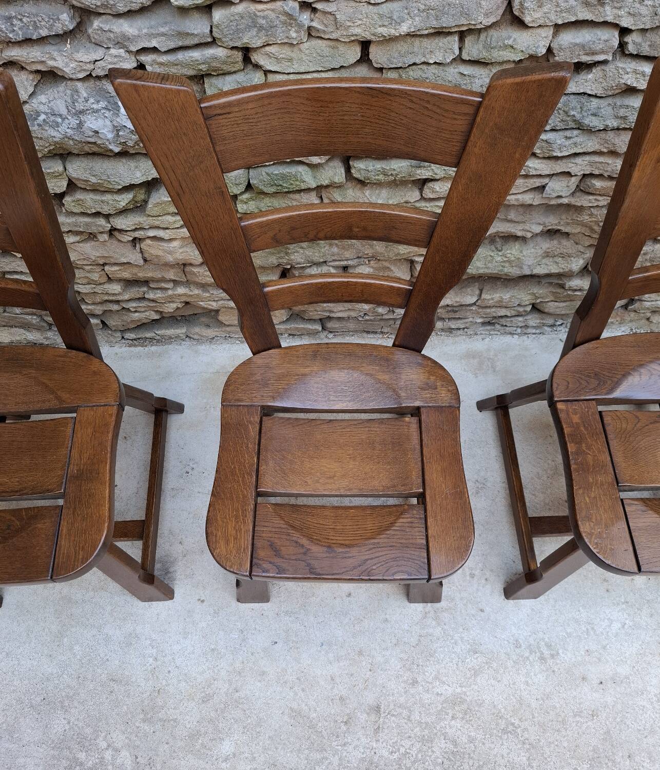 Brutalist oak chairs