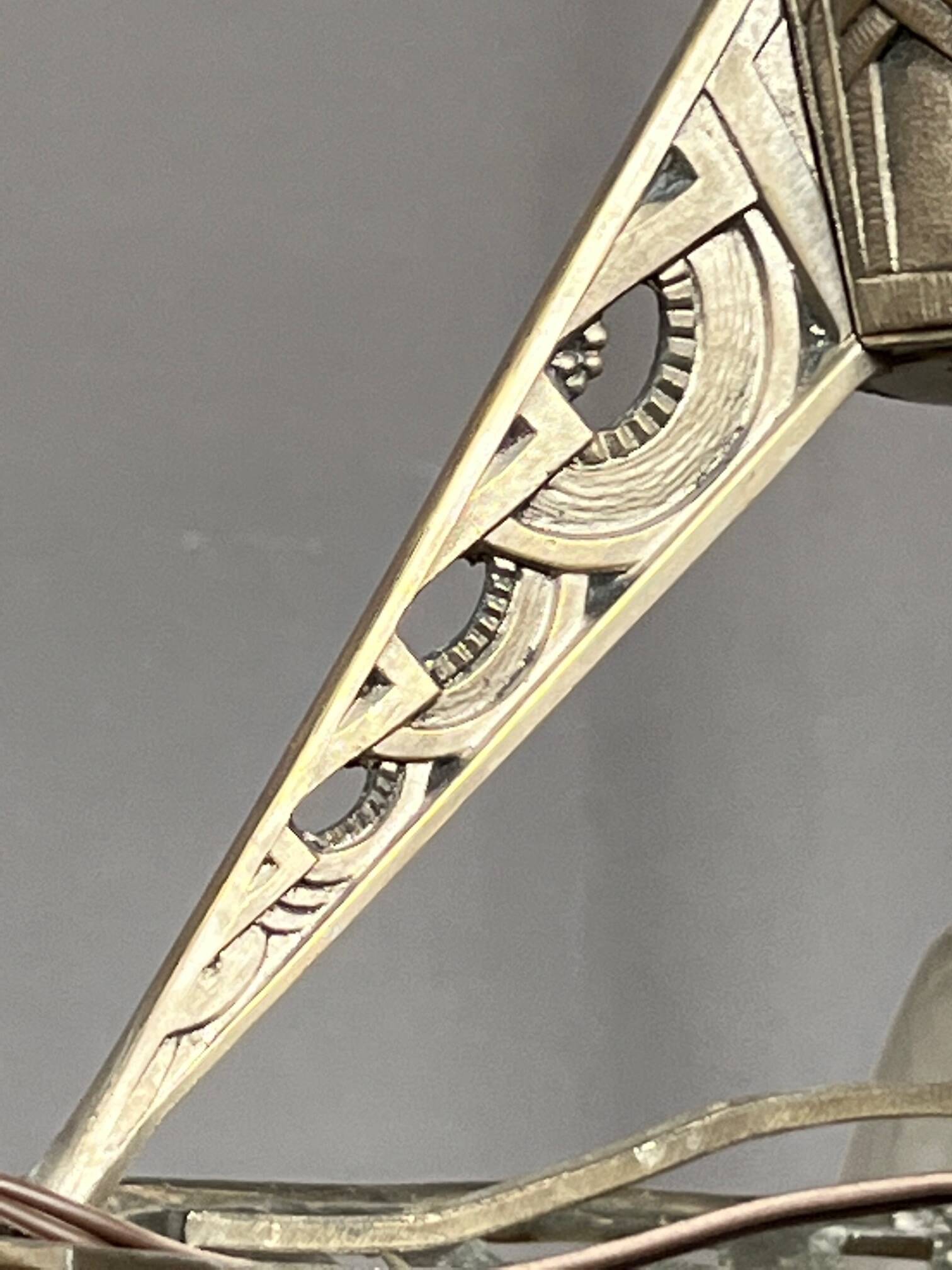 Art Deco chandelier. Silver-plated bronze