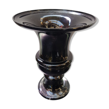 Old Medici Shape Vase Black & Transparent Multilayer Glass Vintage