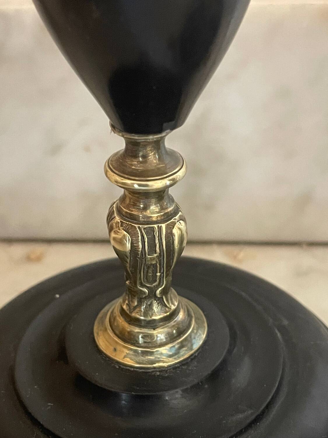 Pair of marble and brass candlesticks circa 1860